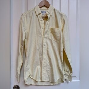 Oversized American Apparel Butter Yellow Cotton Oxford Button Down Shirt. XXS